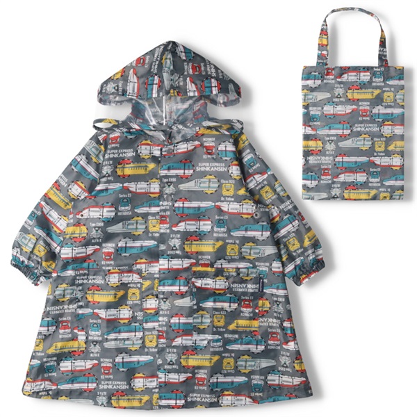 JR新幹線柄レインコート(グレー-L)