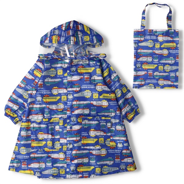JR新幹線柄レインコート(ブルー-S)