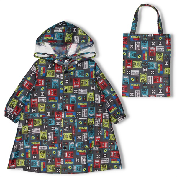 JR新幹線電車柄レインコート(ブラック-M)
