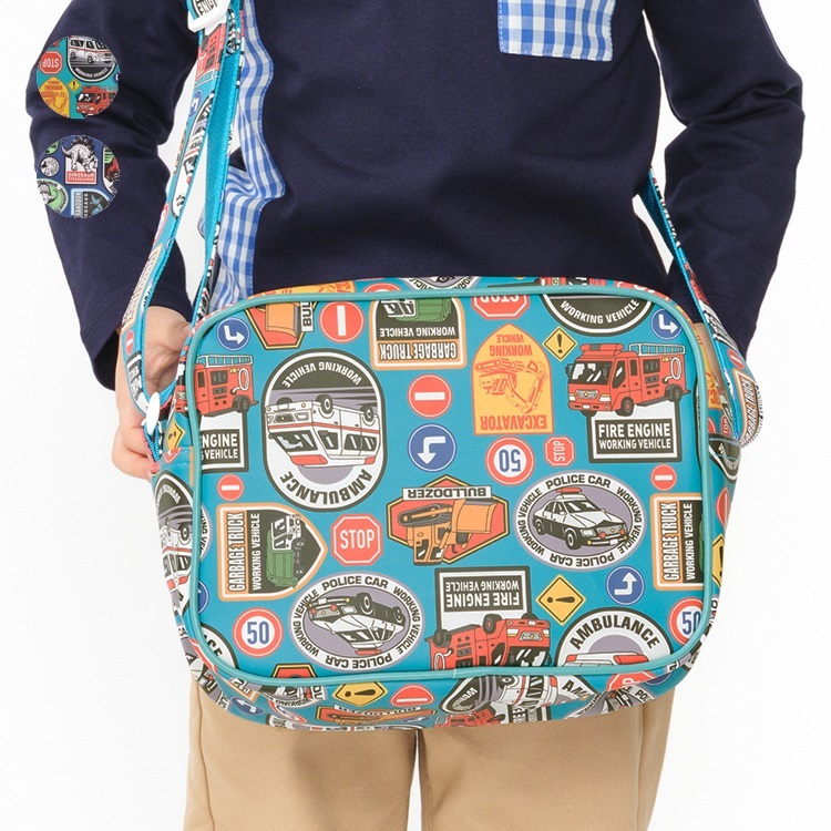 *働く車・恐竜総柄通園バッグ