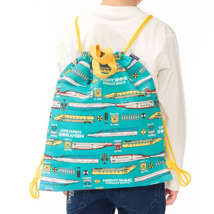 JR新幹線電車柄ナップザック(エメラルドグリーン-FREE)