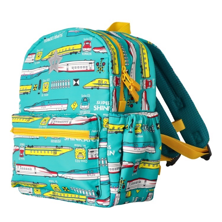 JR新幹線電車柄撥水リュック(エメラルドグリーン-M)