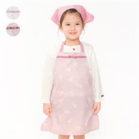 うさみみエプロン　ピンク お花・うさぎ総柄エプロン エプロン｜子供服・ベビー服の通販はこども