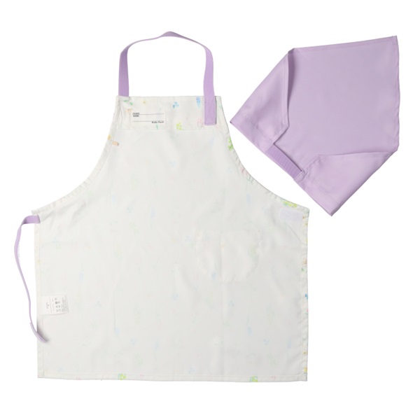 お花・うさぎ総柄エプロン(オフホワイト-L)