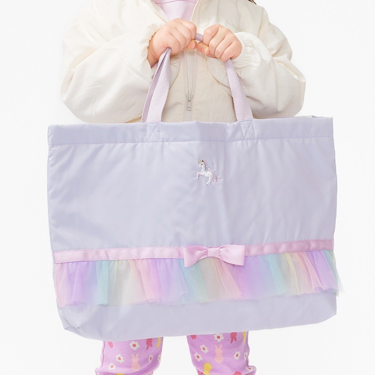 *ユニコーン・くま刺繍レッスンバッグ(ラベンダー-FREE)