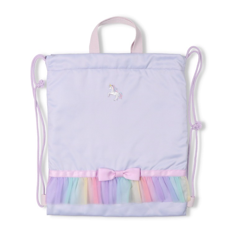 *ユニコーン・くま刺繍ナップザック(ラベンダー-FREE)