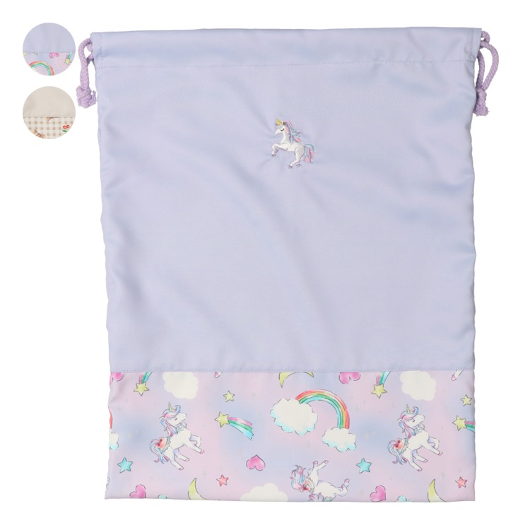 *ユニコーン・くま刺繍巾着・きんちゃく袋