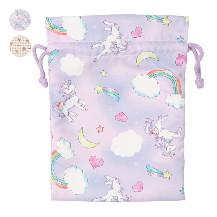 *ユニコーン・くま総柄巾着袋【S】