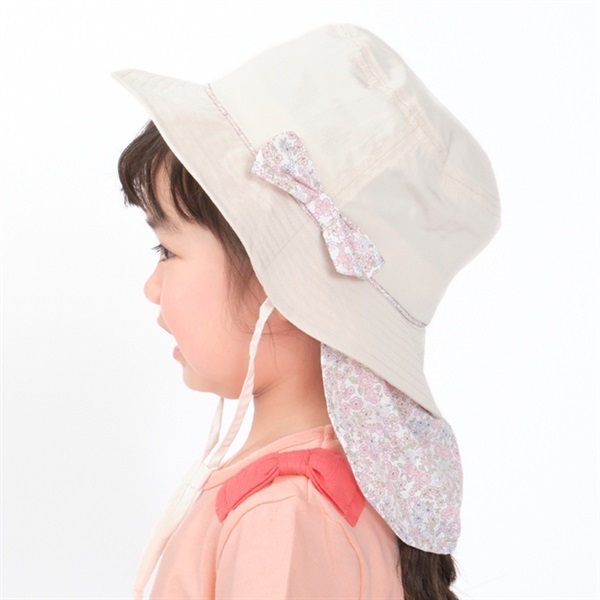 花柄リボン日よけ付撥水ハット・帽子 帽子｜子供服・ベビー服の通販は