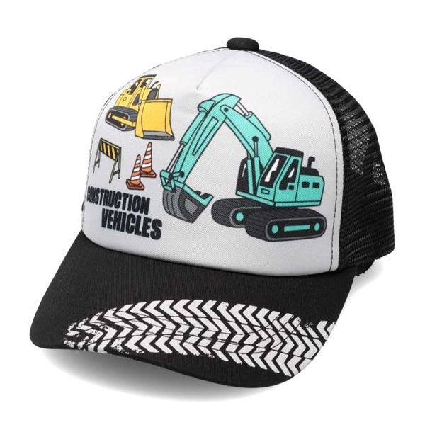 建機・働く車メッシュキャップ・帽子(ブラック-52cm)