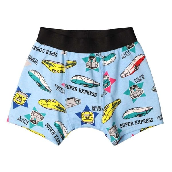 JR新幹線電車柄ボクサーパンツ・下着(ライトブルー-110cm)