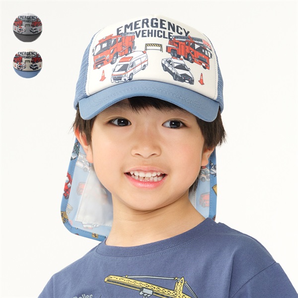 車プリント日よけ付きメッシュキャップ・帽子 帽子｜子供服・ベビー服