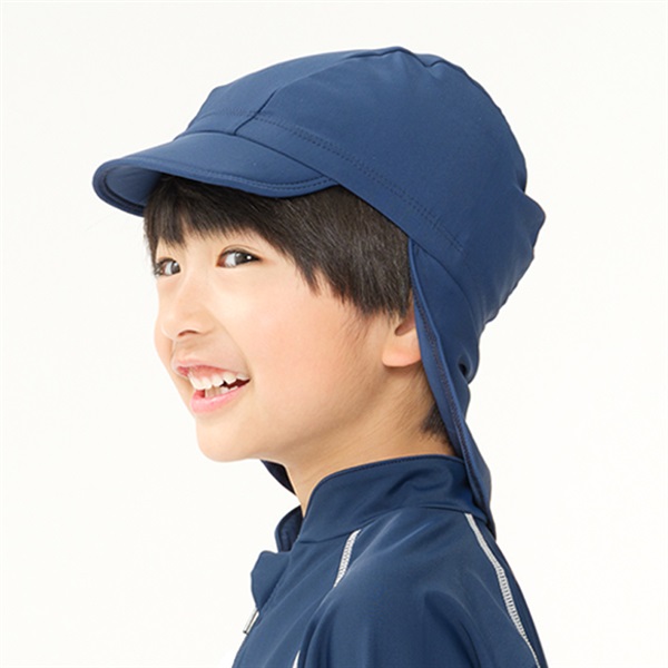 日よけたれ付き無地スイムキャップ(ネイビー-49cm)