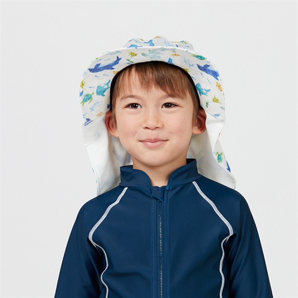 メッシュ総柄水陸両用ハット・帽子(ホワイト-52cm)