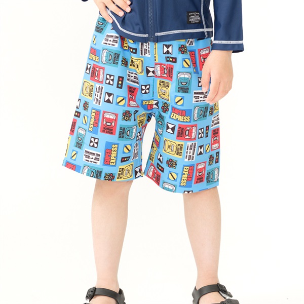 JR新幹線電車柄スイムパンツ・水着(ターコイズブルー-100cm)