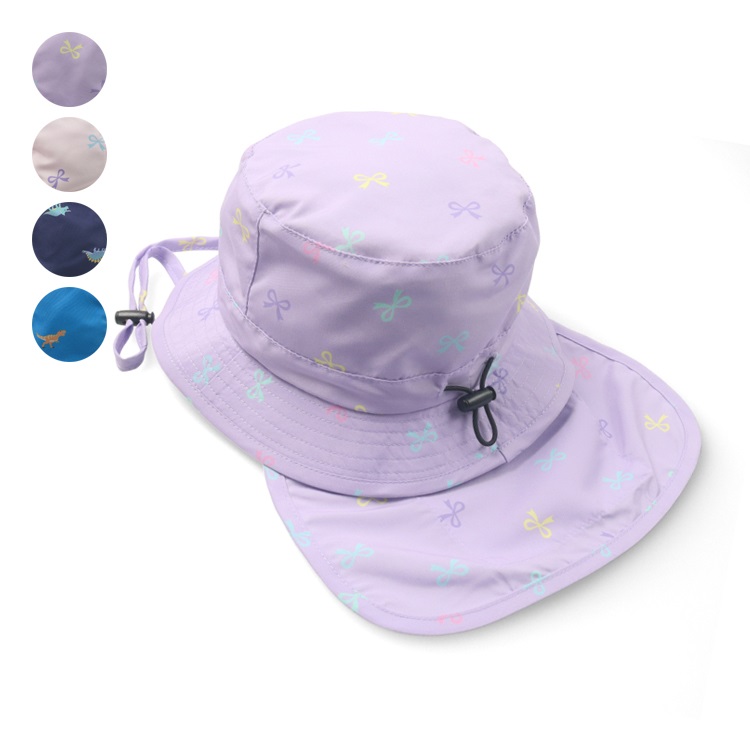 【WEB限定】日除け付きリボン・恐竜総柄遮熱ハット