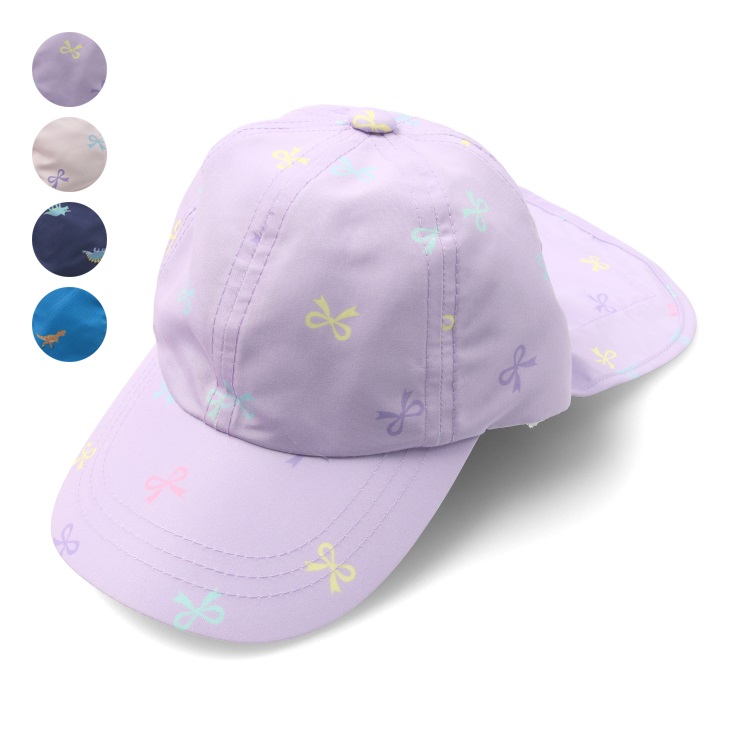 【WEB限定】リボン・恐竜総柄日除け付遮熱キャップ