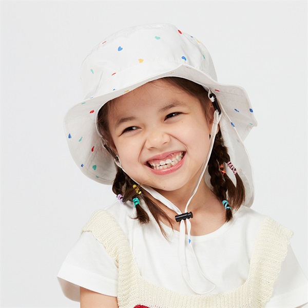 *ハート柄撥水ハット・帽子(オフホワイト-52cm)