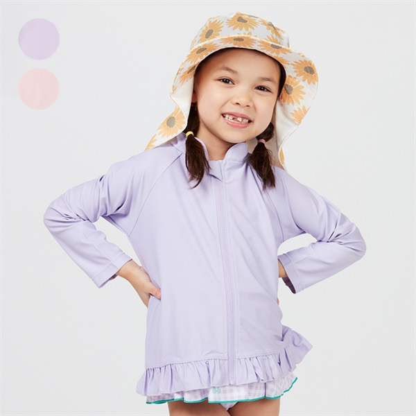 裾フリル無地長袖ラッシュガード 水着｜子供服・ベビー服の通販は