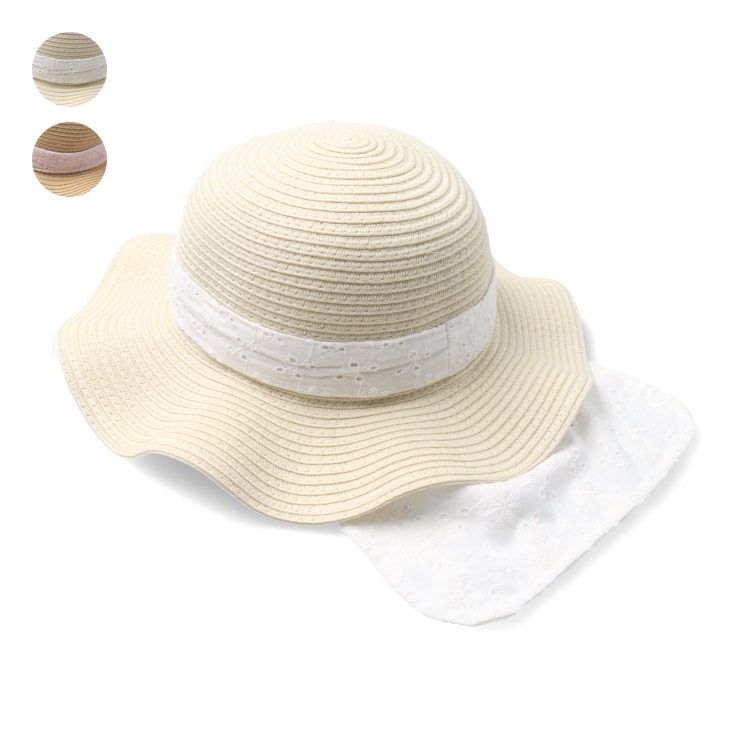 【WEB限定】日除けレース付洗えるたためるハット
