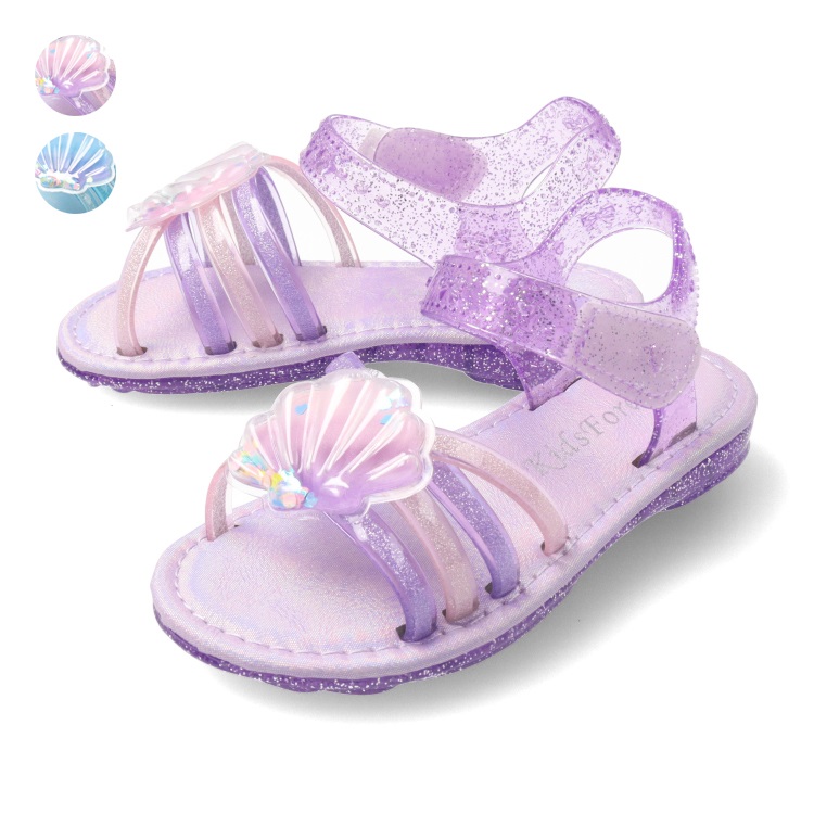 シェルモチーフ付キラキラクリアラメサンダル