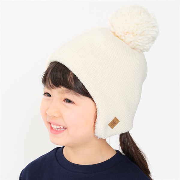 ふわふわ耳付アクリルニット帽・帽子 帽子｜子供服・ベビー服の