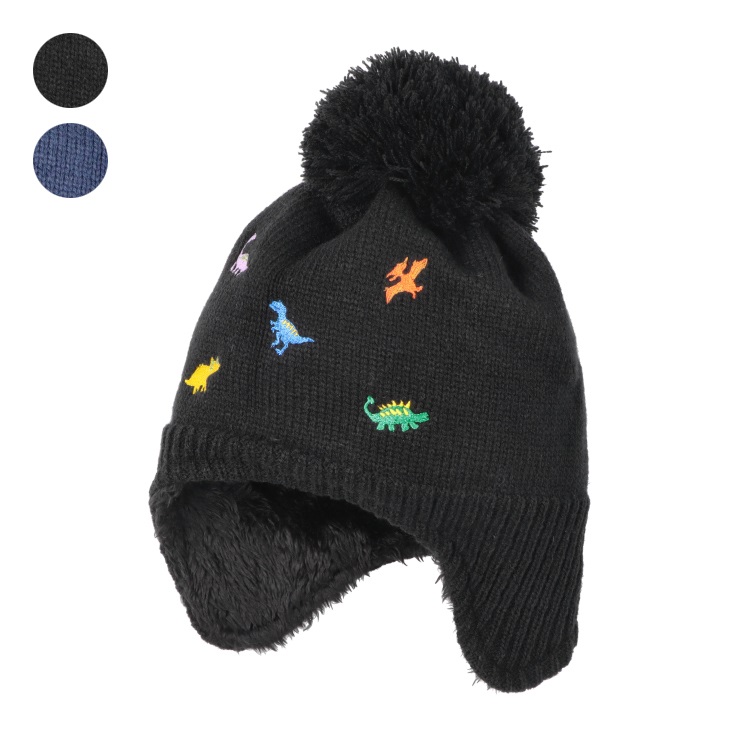 *恐竜刺繍ニット帽