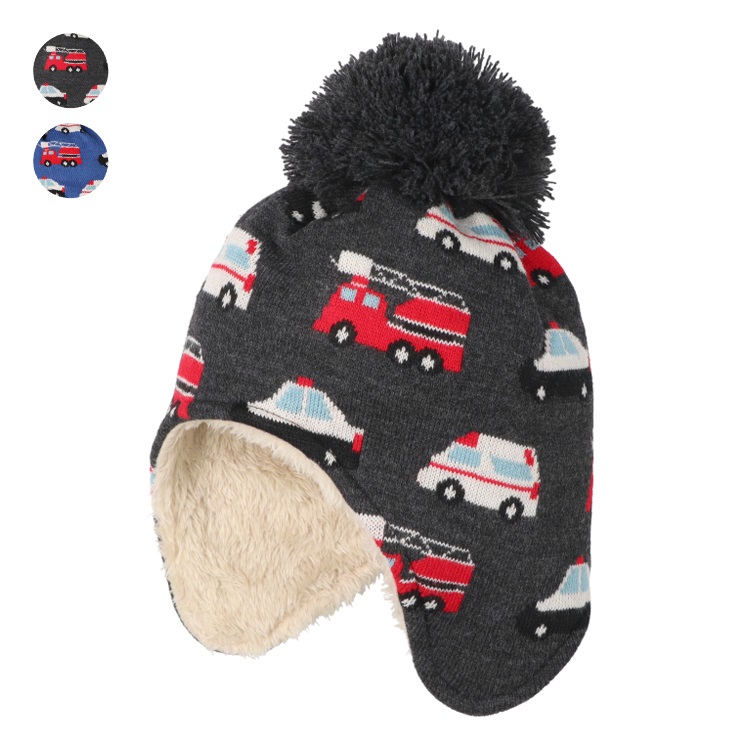 *働く車総柄ニット帽