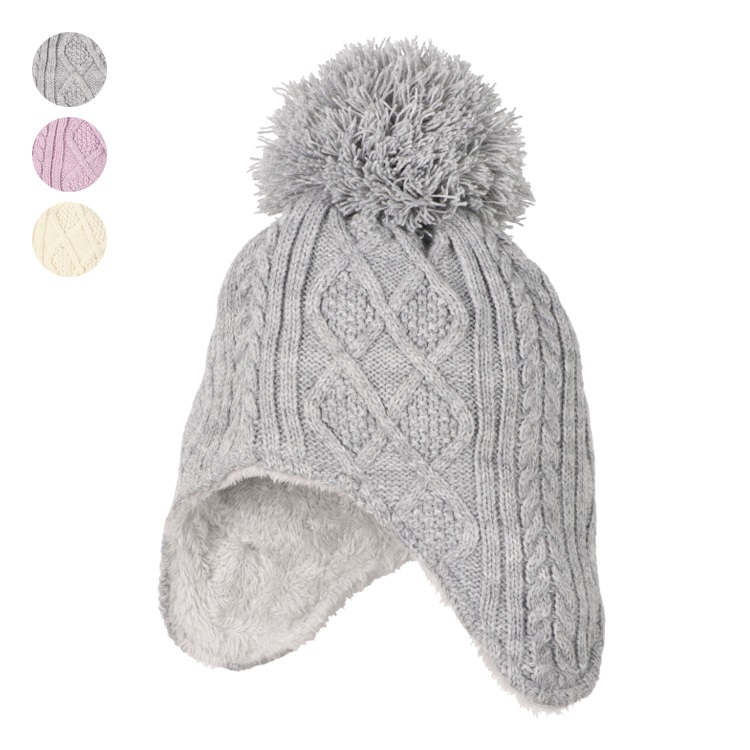 *ケーブル編耳付ニット帽