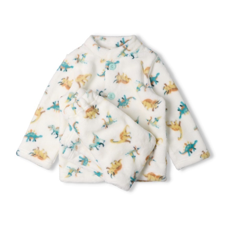 恐竜柄ボアパジャマ(アイボリー-120cm)
