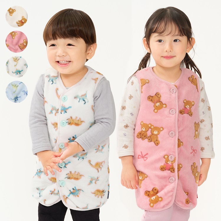 くま・恐竜柄ボアベスト