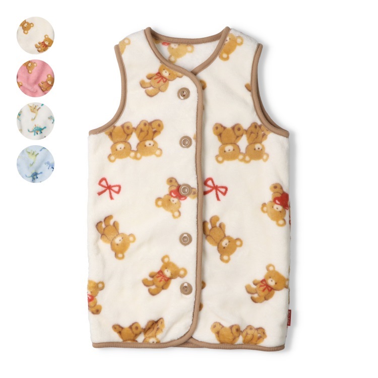 *くま・恐竜柄ボアベスト