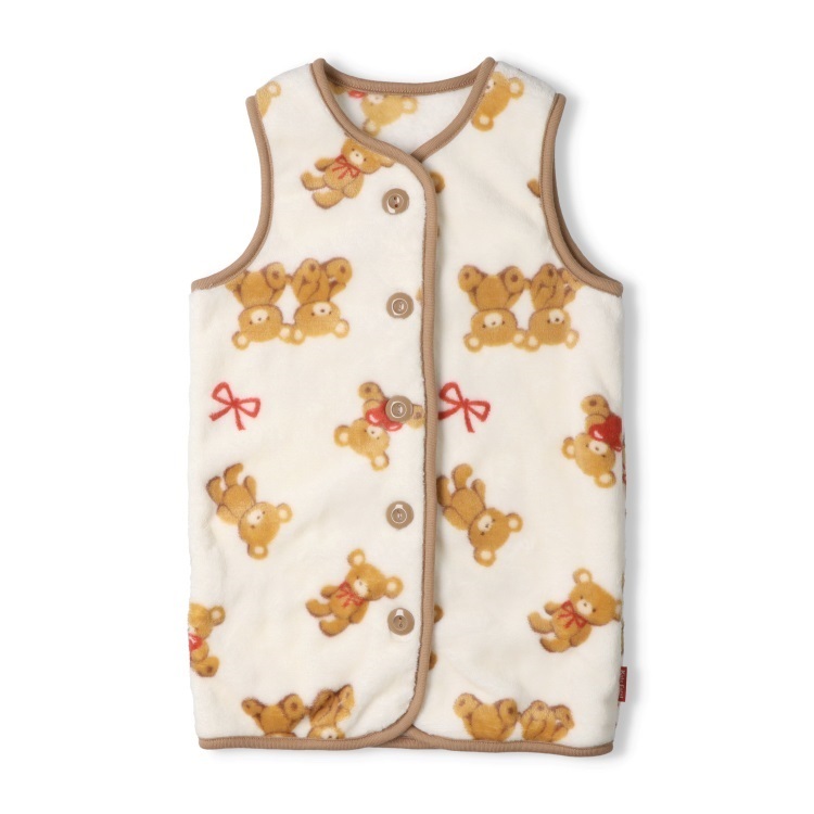 くま・恐竜柄ボアベスト(オフホワイト-L)