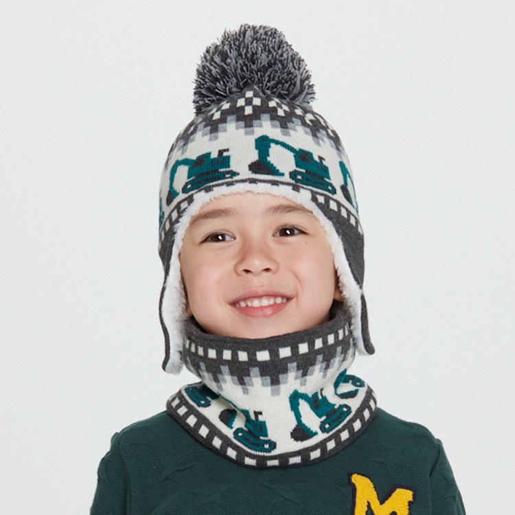 働く車柄スヌード(グレー-S)