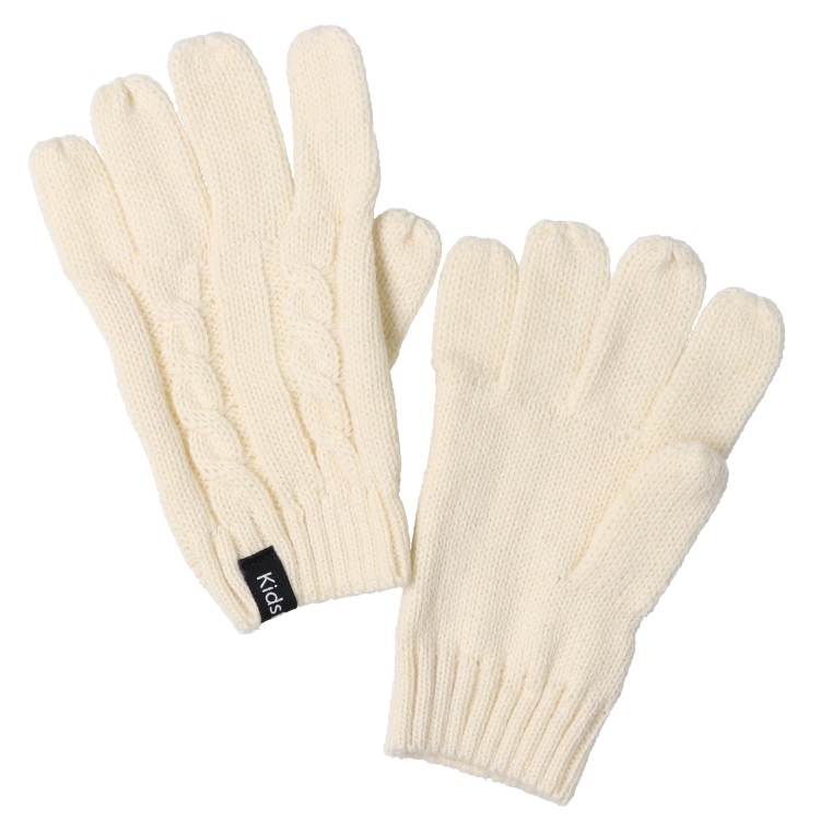 ケーブル編手袋(アイボリー-FREE)