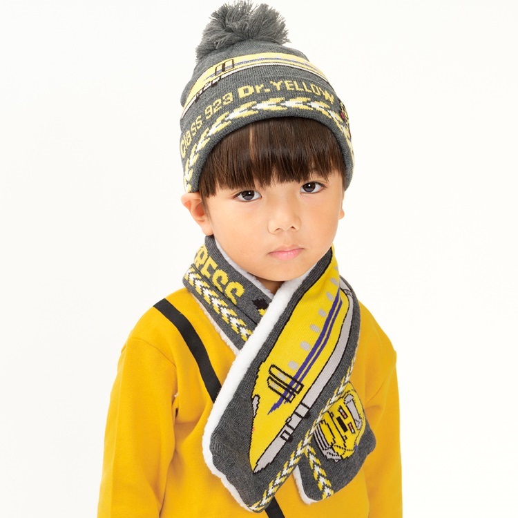 JR新幹線電車柄マフラー(ドクターイエロー-FREE)