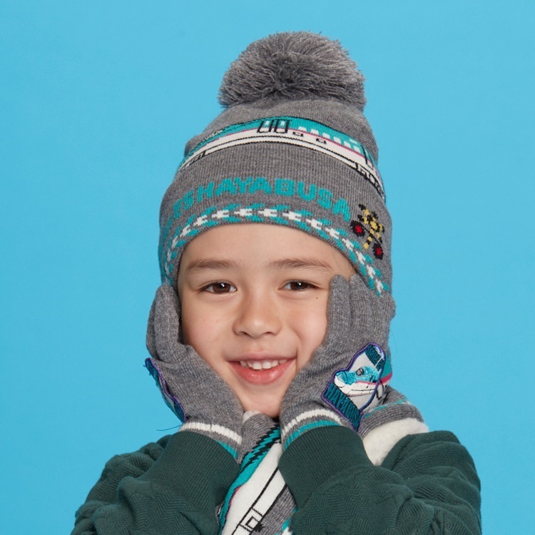 JR新幹線電車ワッペン付き手袋(はやぶさ-FREE)