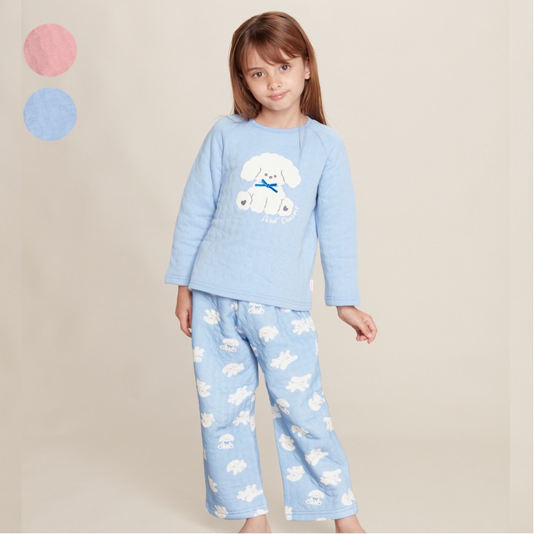 *いぬ柄長袖キルトパジャマ