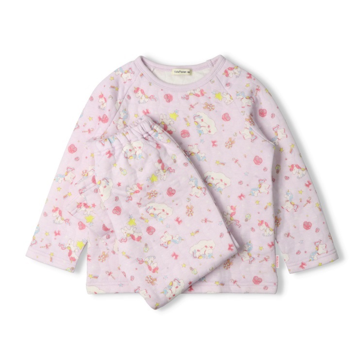 *ユニコーン柄長袖キルトパジャマ(ラベンダー-90cm)