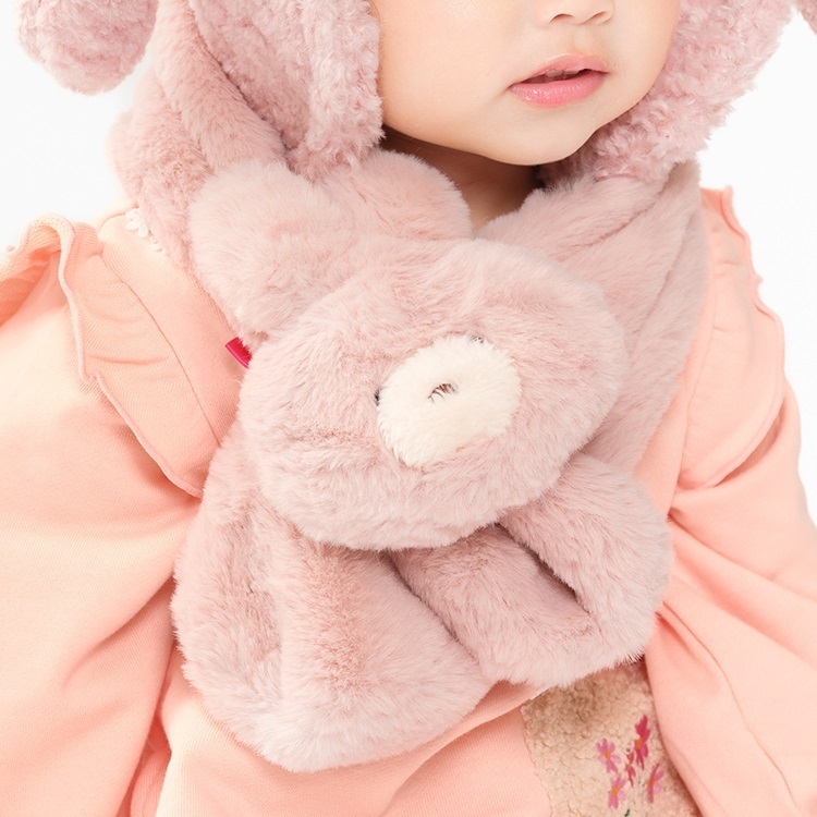 ふわふわアニマルファーマフラー(ピンク-FREE)