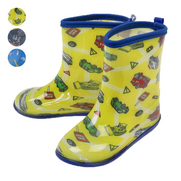 働く車・恐竜・動物総柄レインシューズ・長靴