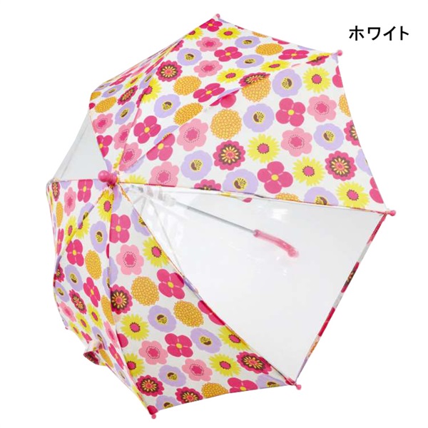 お花・リボン総柄かさ・傘(ホワイト-M)