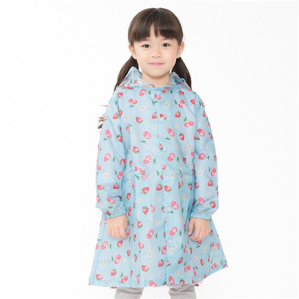 総柄レインコート(サックス-M)