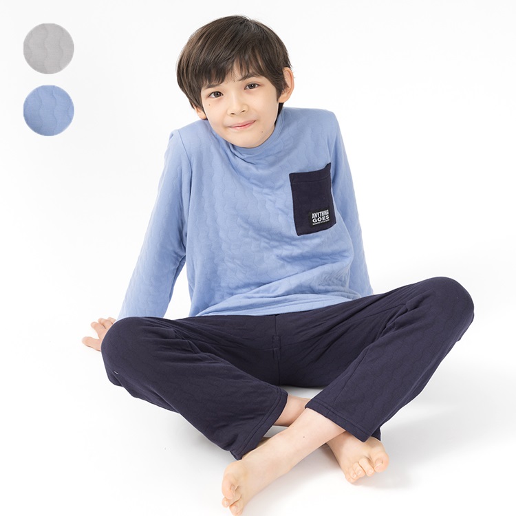 【WEB限定】【90～160cm】ポケット付長袖キルトパジャマ