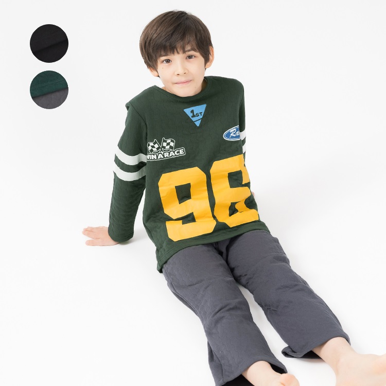 【WEB限定】【90～160cm】ロゴプリントキルト長袖パジャマ