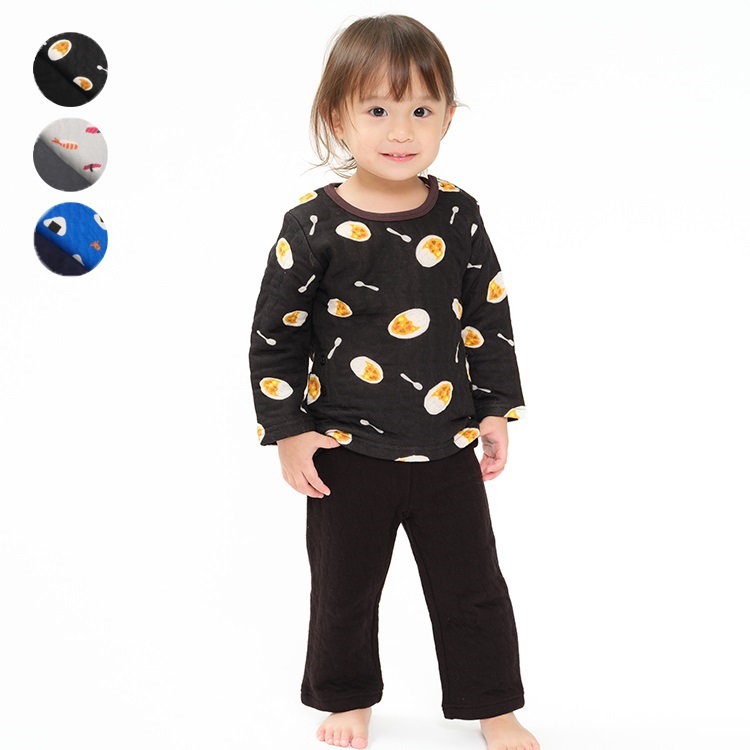 【WEB限定】【90～160cm】食べ物総柄キルト長袖パジャマ