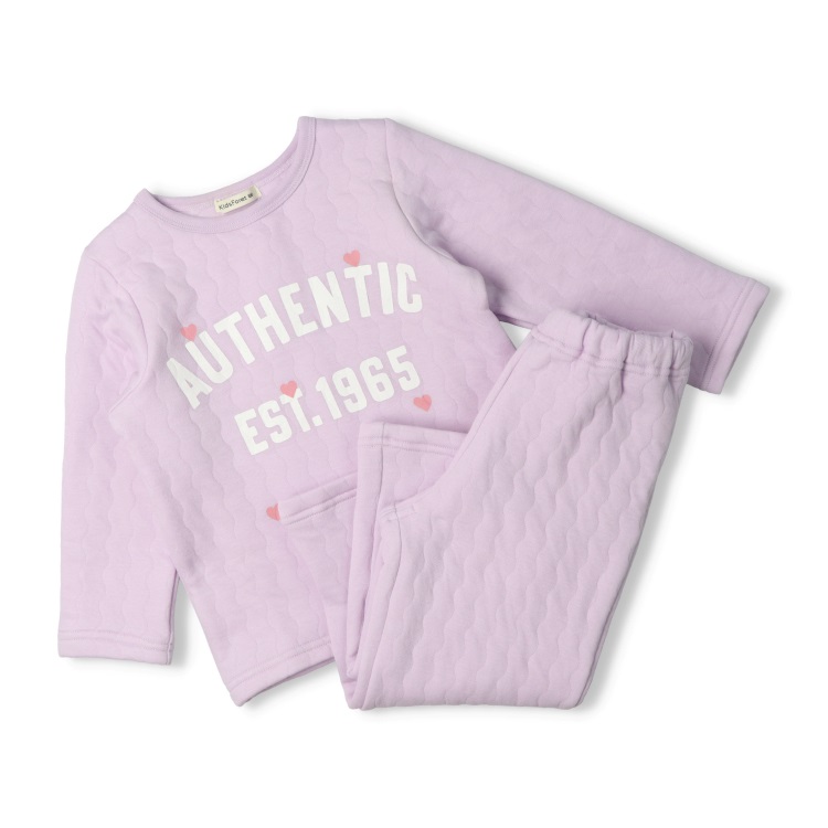 【WEB限定】【90～160cm】ロゴプリントキルト長袖パジャマ(ラベンダー-110cm)