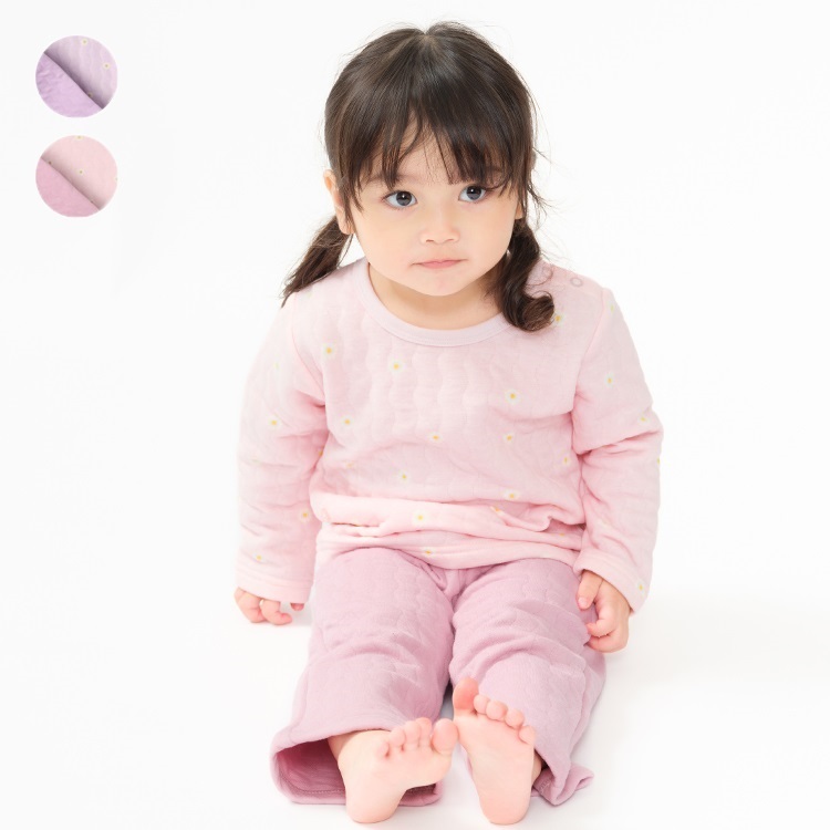 【WEB限定】【90～160cm】小花柄キルト長袖パジャマ