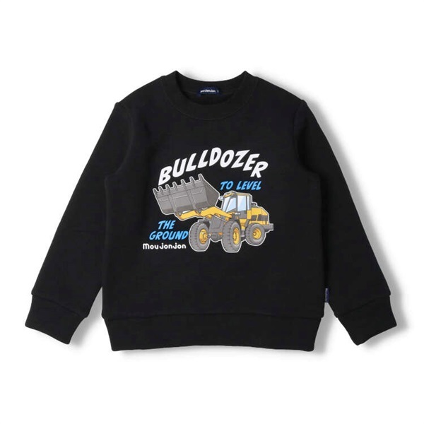 【WEB限定】働く車のびふわ裏起毛トレーナー(ブラック-100cm)