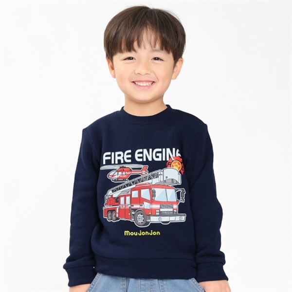 【WEB限定】働く車のびふわ裏起毛トレーナー(コン-130cm)